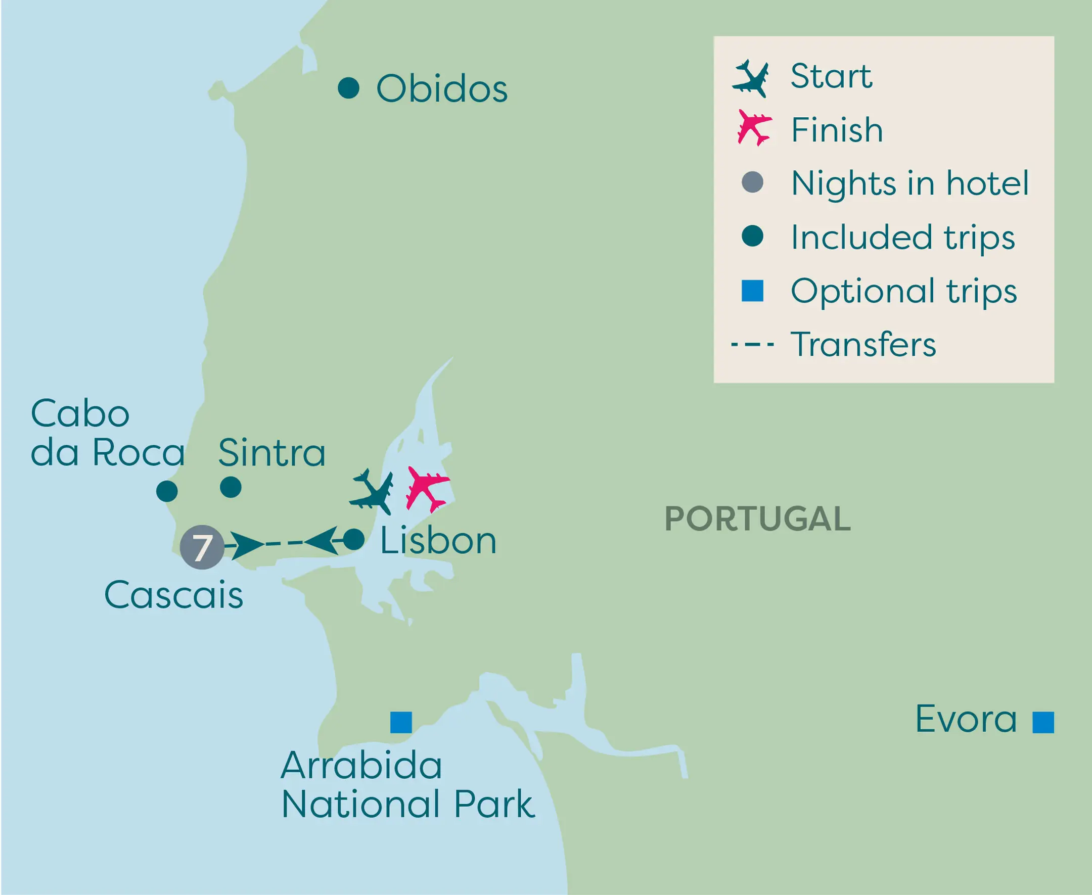 lisbon coast tour map